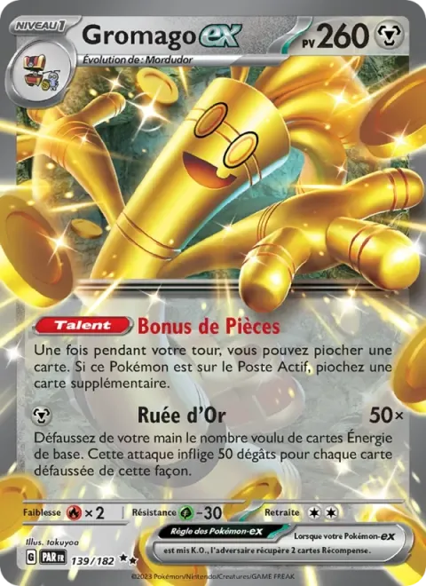 Carte Pokémon Gromago-ex 139/182, extension Faille Paradoxe