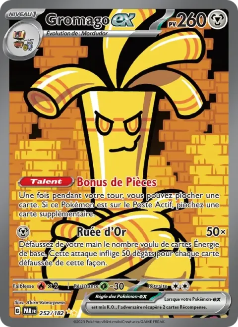Carte Pokémon Gromago-ex 252/182, extension Faille Paradoxe