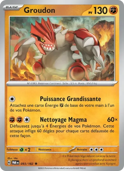 Carte Pokémon Groudon 093/182, extension Faille Paradoxe