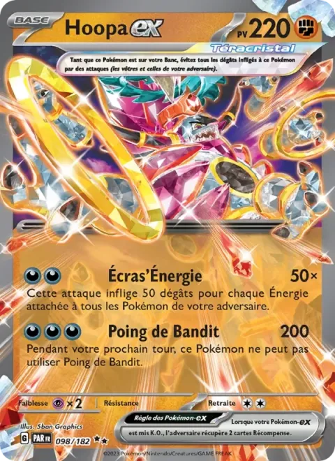 Carte Pokémon Hoopa-ex 098/182, extension Faille Paradoxe