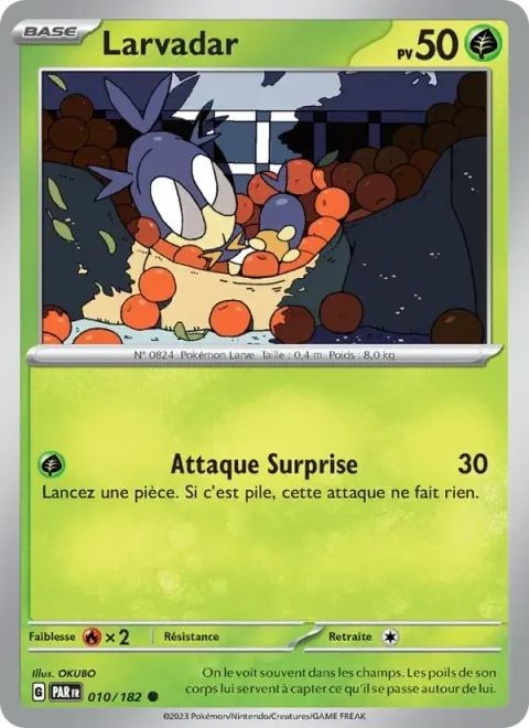 Carte Pokémon Larvadar 010/182, extension Faille Paradoxe