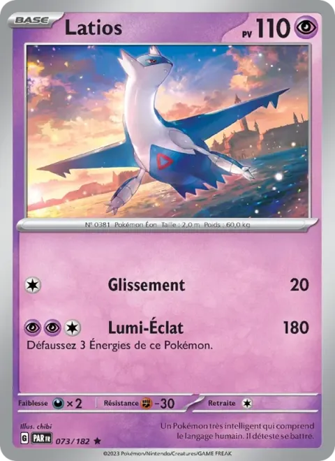 Carte Pokémon Latios 073/182, extension Faille Paradoxe