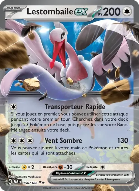 Carte Pokémon Lestombaile-ex 156/182, extension Faille Paradoxe