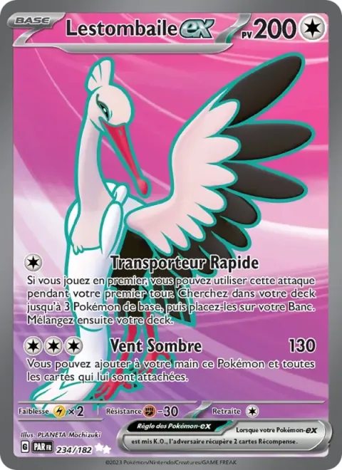 Carte Pokémon Lestombaile-ex 234/182, extension Faille Paradoxe