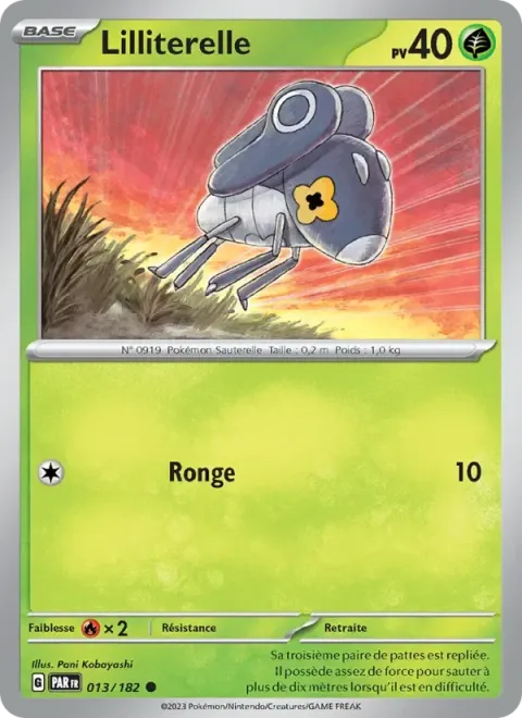 Carte Pokémon Lilliterelle 013/182, extension Faille Paradoxe