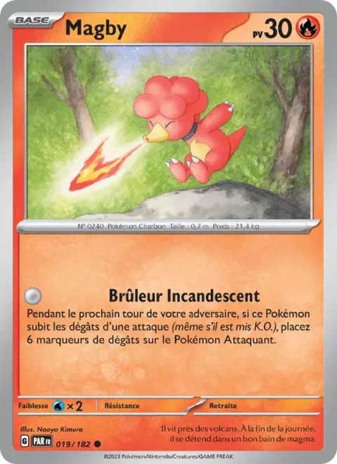 Carte Pokémon Magby 019/182, extension Faille Paradoxe