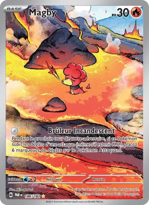 Carte Pokémon Magby 186/182, extension Faille Paradoxe