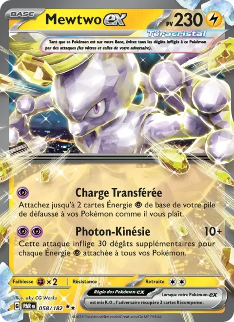 Carte Pokémon Mewtwo-ex 058/182, extension Faille Paradoxe