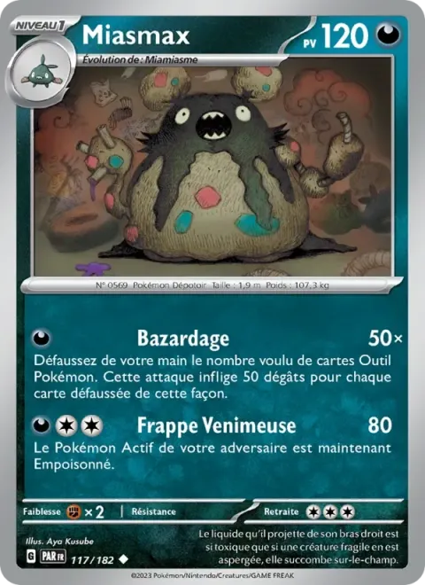 Carte Pokémon Miasmax 117/182, extension Faille Paradoxe