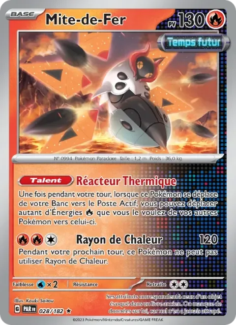 Carte Pokémon Mite-de-Fer 028/182, extension Faille Paradoxe