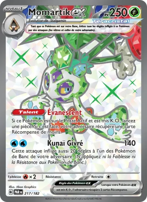 Carte Pokémon Momartik-ex 217/182, extension Faille Paradoxe