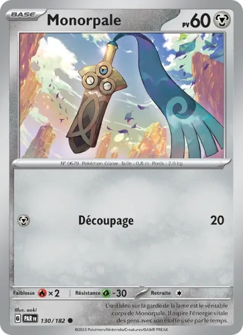 Carte Pokémon Monorpale 130/182, extension Faille Paradoxe