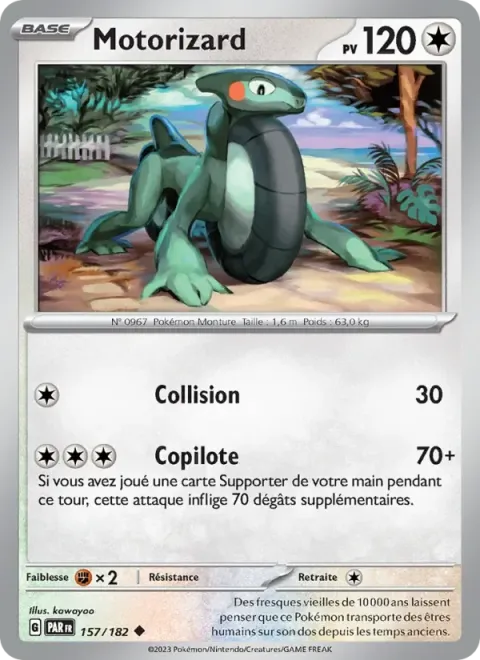 Carte Pokémon Motorizard 157/182, extension Faille Paradoxe