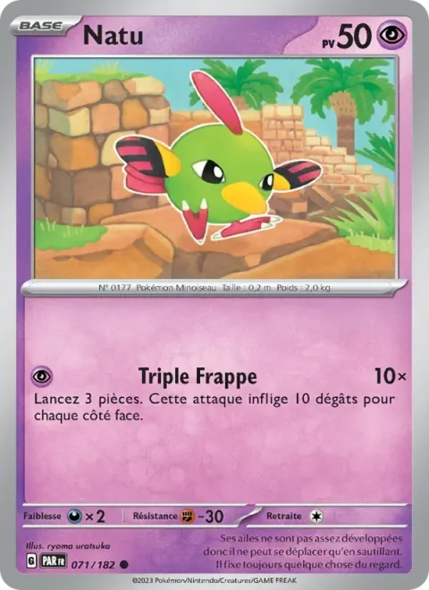 Carte Pokémon Natu 071/182, extension Faille Paradoxe