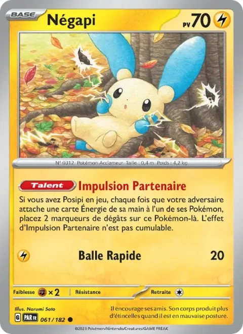 Carte Pokémon Négapi 061/182, extension Faille Paradoxe