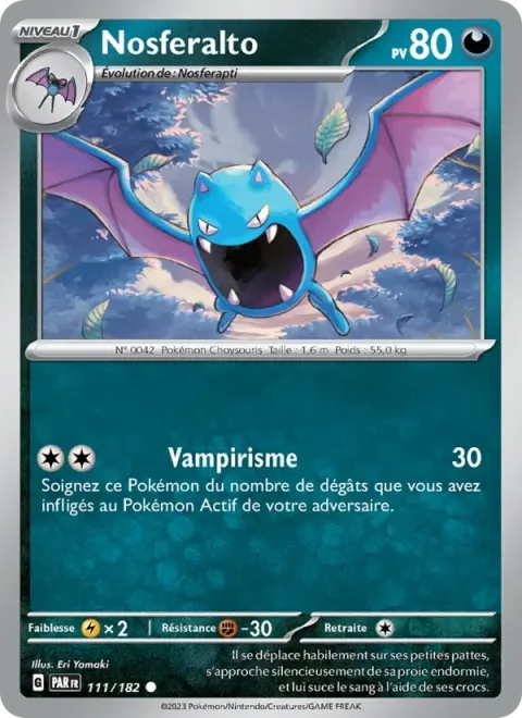 Carte Pokémon Nosferalto 111/182, extension Faille Paradoxe