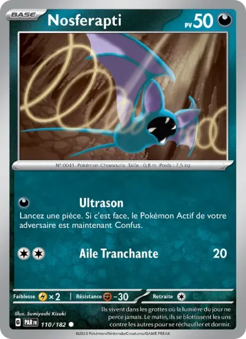 Carte Pokémon Nosferapti 110/182, extension Faille Paradoxe