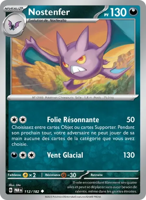 Carte Pokémon Nostenfer 112/182, extension Faille Paradoxe