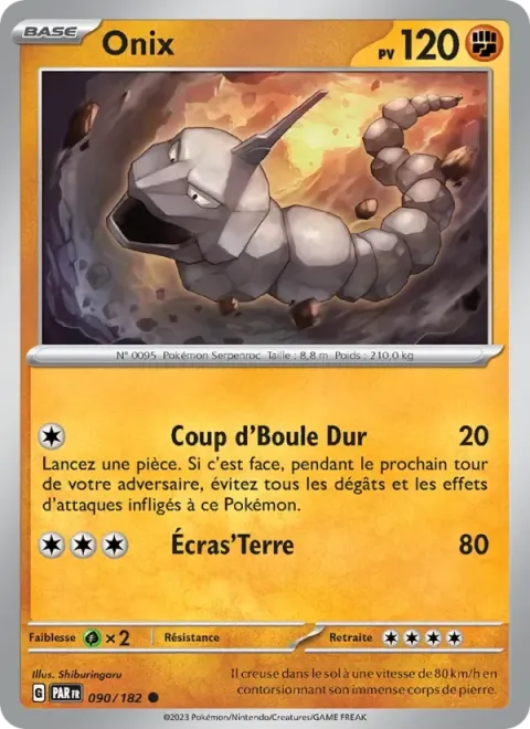 Carte Pokémon Onix 090/182, extension Faille Paradoxe