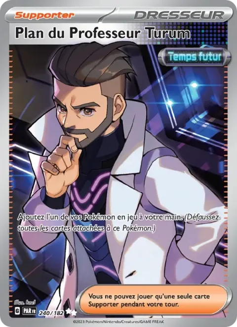 Carte Pokémon Plan du Professeur Turum 240/182, extension Faille Paradoxe