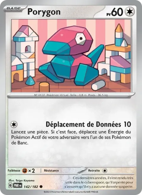 Carte Pokémon Porygon 142/182, extension Faille Paradoxe