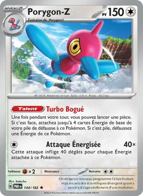 Carte Pokémon Porygon-Z 144/182, extension Faille Paradoxe
