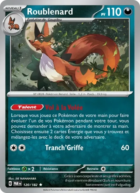 Carte Pokémon Roublenard 120/182, extension Faille Paradoxe