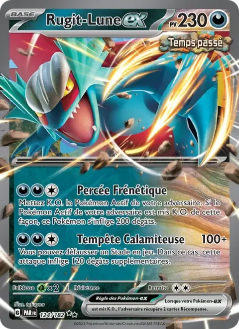 Carte Pokémon Rugit-Lune-ex 124/182, extension Faille Paradoxe