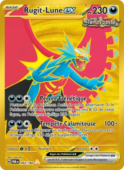 Carte Pokémon Rugit-Lune-ex 262/182, extension Faille Paradoxe