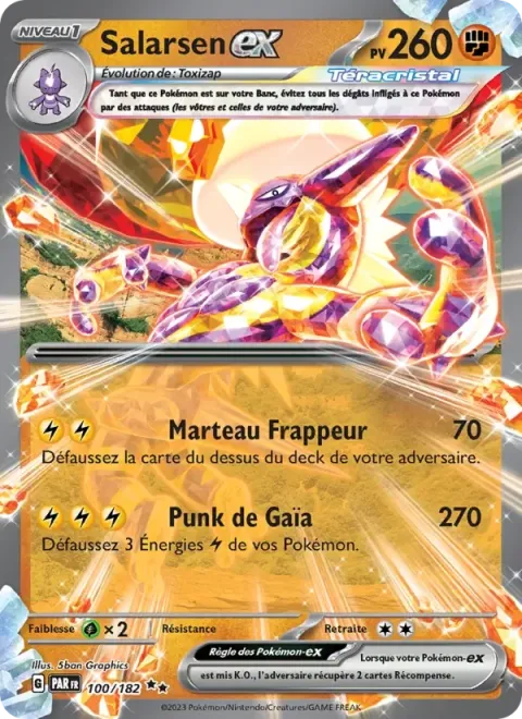 Carte Pokémon Salarsen-ex 100/182, extension Faille Paradoxe