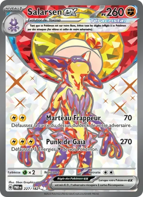 Carte Pokémon Salarsen-ex 227/182, extension Faille Paradoxe