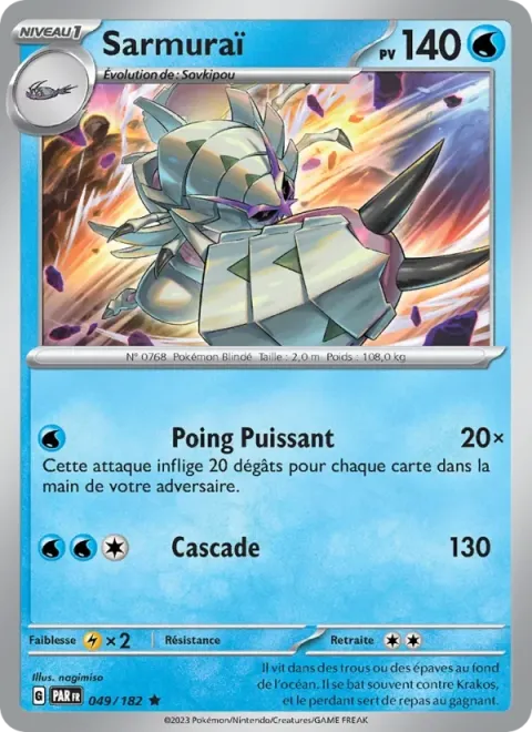 Carte Pokémon Sarmuraï 049/182, extension Faille Paradoxe