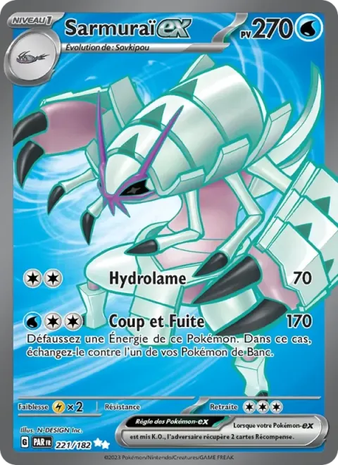 Carte Pokémon Sarmuraï-ex 221/182, extension Faille Paradoxe