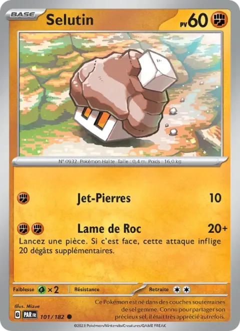 Carte Pokémon Selutin 101/182, extension Faille Paradoxe