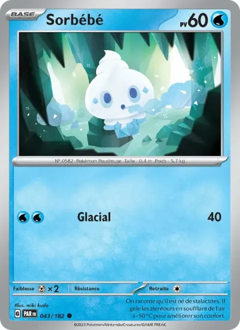 Carte Pokémon Sorbébé 043/182, extension Faille Paradoxe