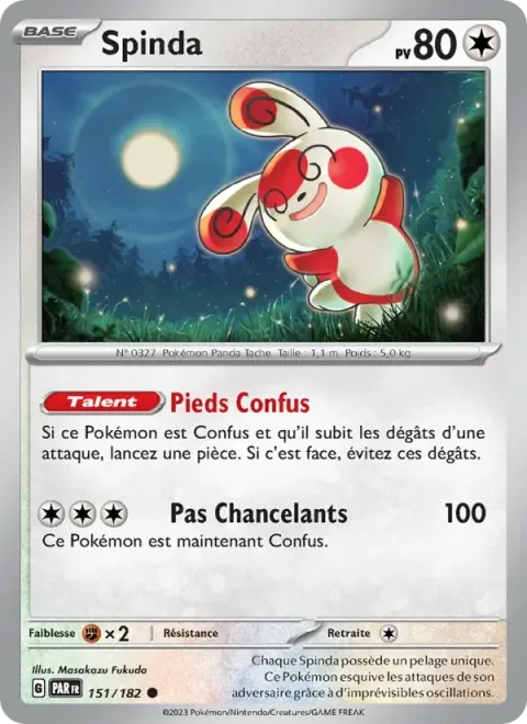 Carte Pokémon Spinda 151/182, extension Faille Paradoxe