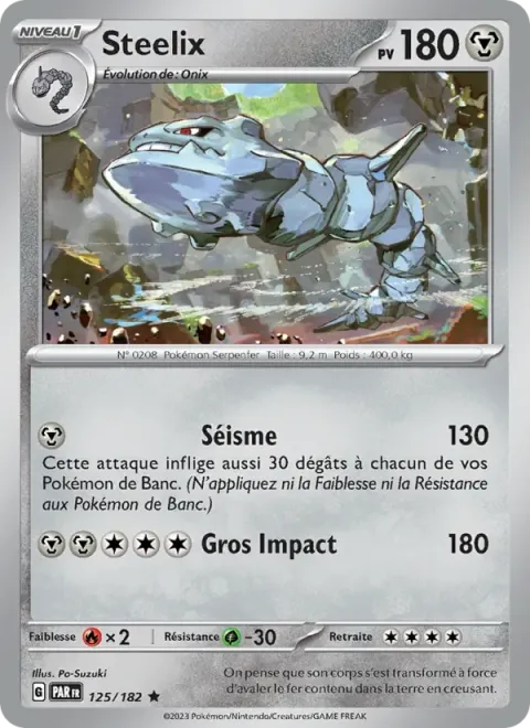 Carte Pokémon Steelix 125/182, extension Faille Paradoxe