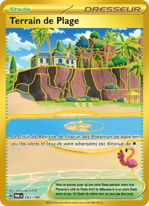 Carte Pokémon Terrain de Plage 263/182, extension Faille Paradoxe