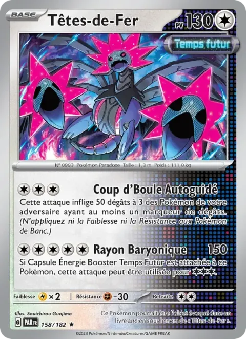 Carte Pokémon Têtes-de-Fer 158/182, extension Faille Paradoxe