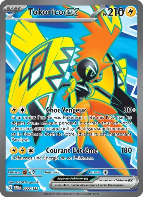 Carte Pokémon Tokorico-ex 222/182, extension Faille Paradoxe