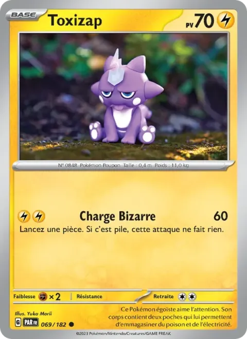 Carte Pokémon Toxizap 069/182, extension Faille Paradoxe