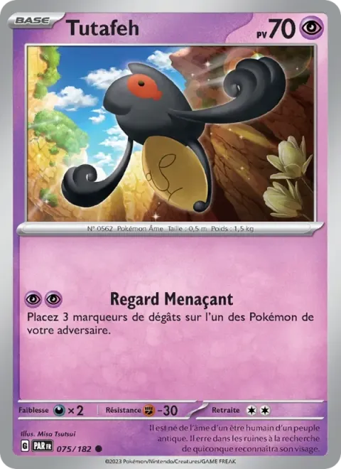 Carte Pokémon Tutafeh 075/182, extension Faille Paradoxe