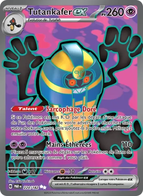 Carte Pokémon Tutankafer-ex 224/182, extension Faille Paradoxe