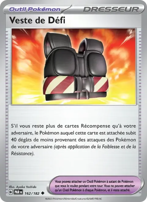 Carte Pokémon Veste de Défi 162/182, extension Faille Paradoxe