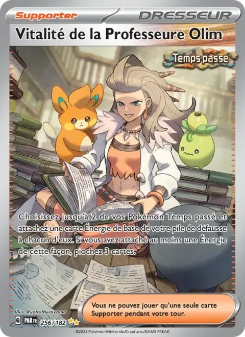Carte Pokémon Vitalité de la Professeure Olim 256/182, extension Faille Paradoxe