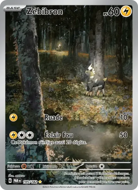 Carte Pokémon Zébibron 195/182, extension Faille Paradoxe