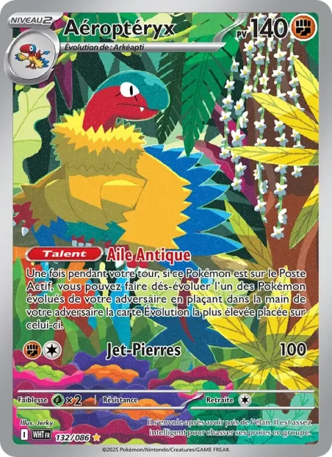 Carte Pokémon Aéroptéryx 132/086, extension Flamme Blanche
