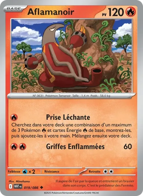 Carte Pokémon Aflamanoir 019/086, extension Flamme Blanche