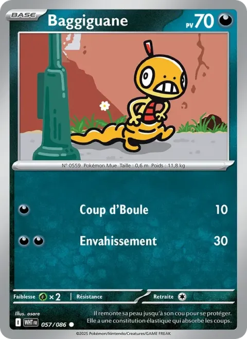 Carte Pokémon Baggiguane 057/086, extension Flamme Blanche