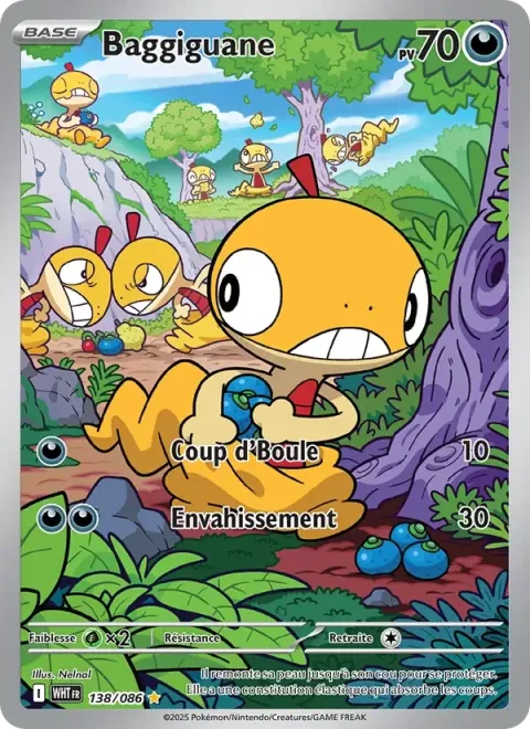 Carte Pokémon Baggiguane 138/086, extension Flamme Blanche